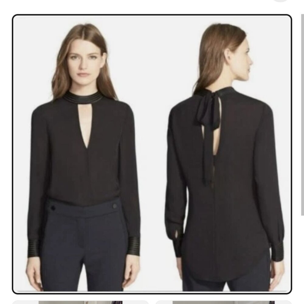 Veronica Beard Silk tie neck Bolton top